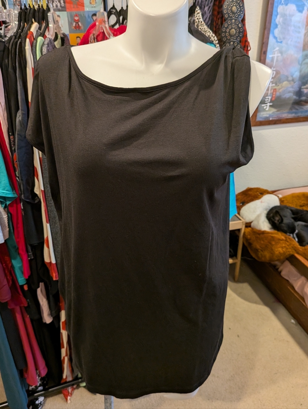 Universal Standard Black Boatneck Short Sleeve Top - 22